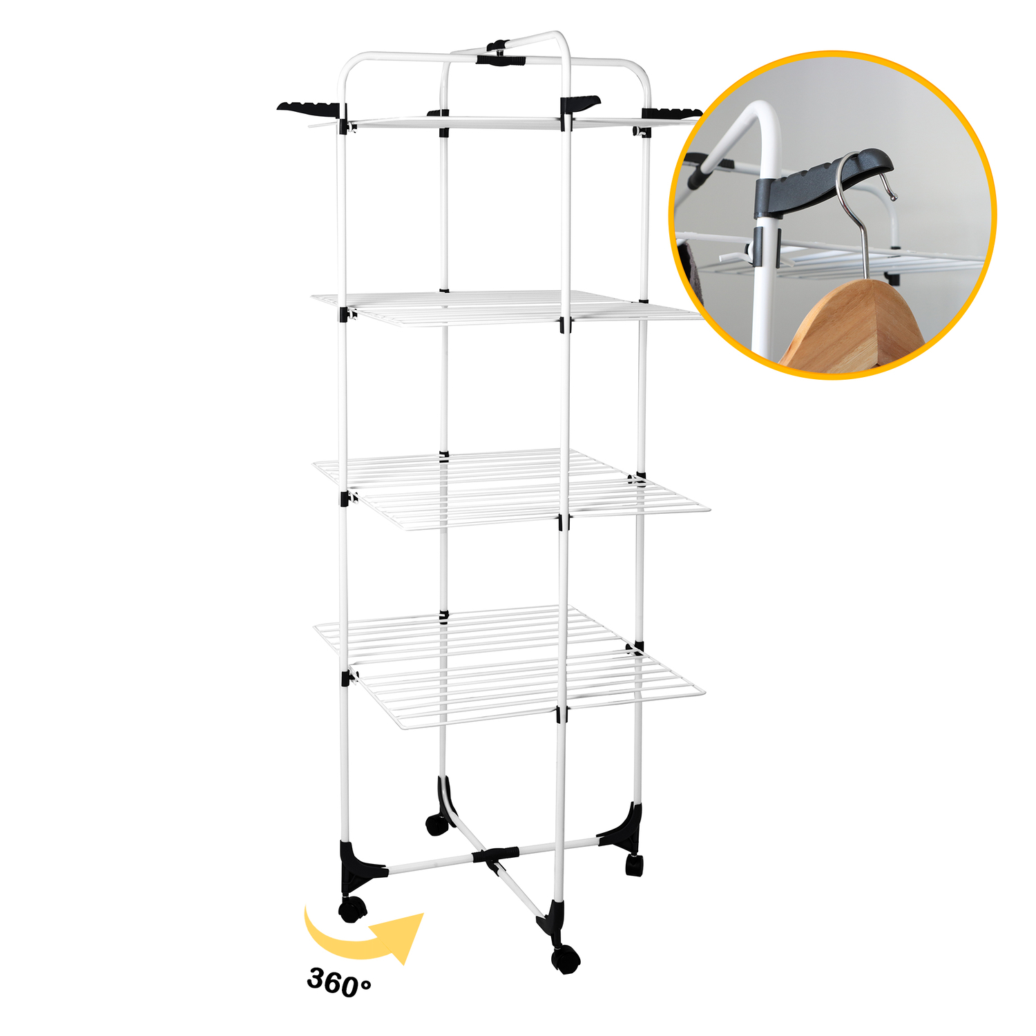 B-Ware Yoursol Turm Wäscheständer Paris in Weiß mit 4 Ebenen,Turmtrockner klappbar für 2 Waschmaschinen Produktabbildung